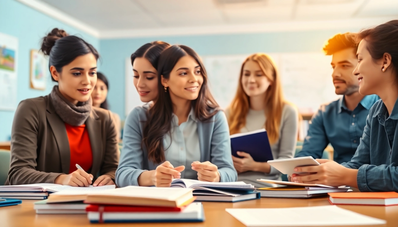 Engaged toefl test takers for hire in a collaborative study session with a tutor.