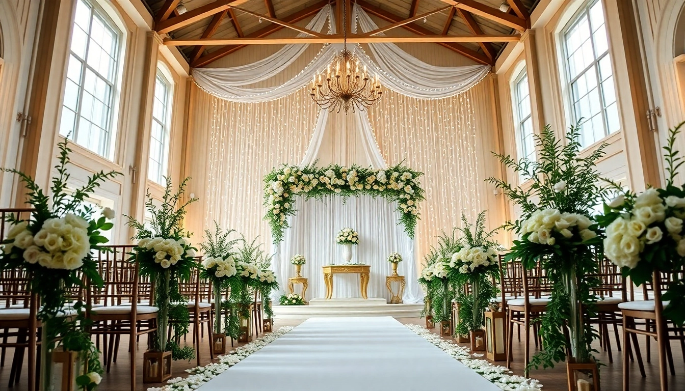 Ceremony setup showcasing Wedding Event Space Jacksonville with floral decor and inviting ambiance.