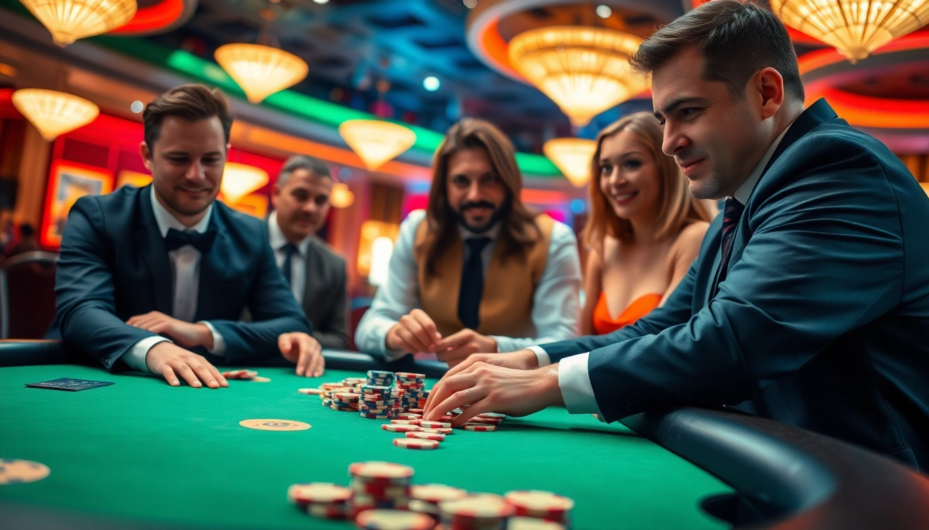 Situs toto permainan kasino yang ramai, menampilkan dealer dan pemain yang terlibat dalam suasana mendebarkan.