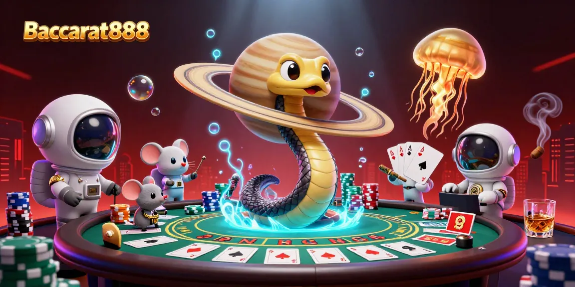 Experience Baccarat888 gameplay with vibrant cosmic characters and dynamic casino elements.