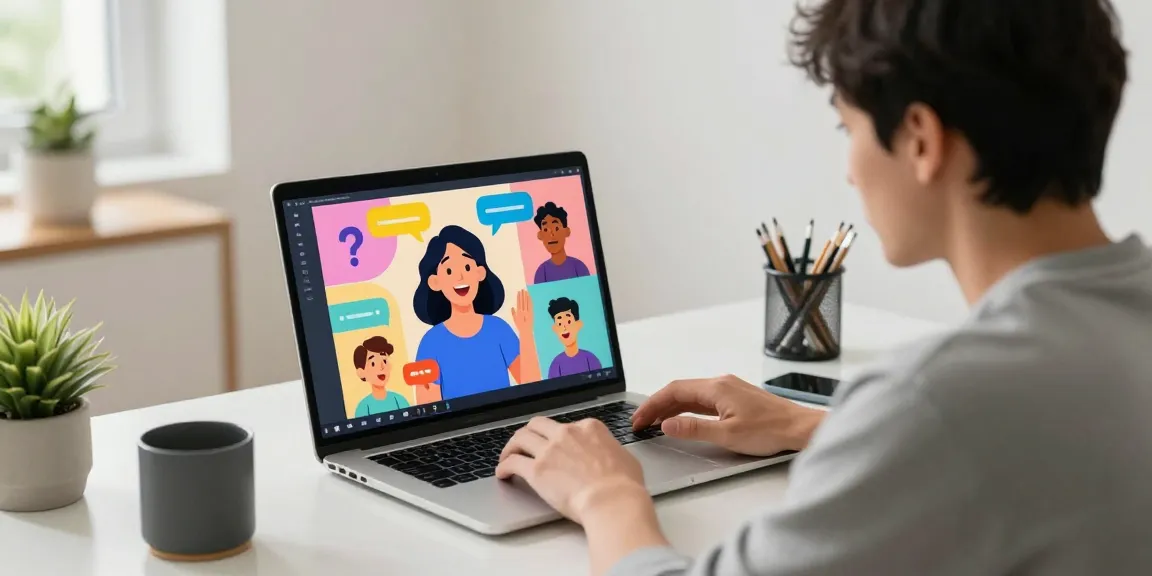 User exploring Crushon AI with animated characters in a modern workspace.