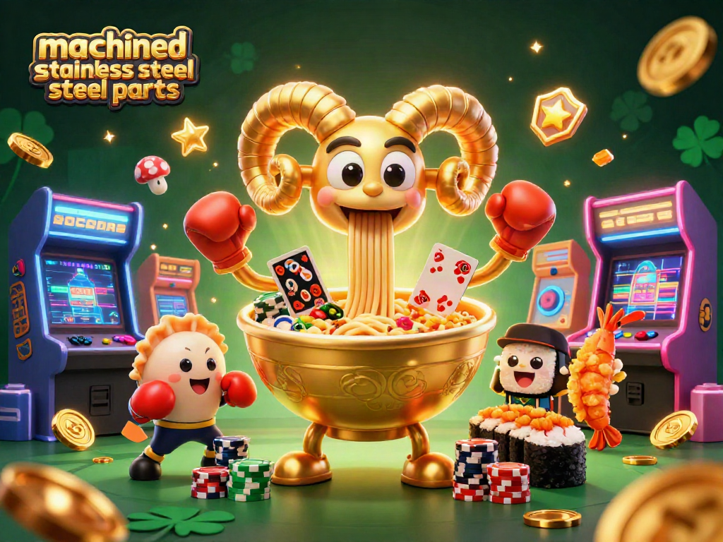 Engage with machined stainless steel parts while gaming against a vibrant casino backdrop.