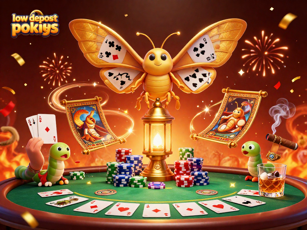 Play low deposit pokies with an engaging casino atmosphere filled with vibrant characters and game elements.