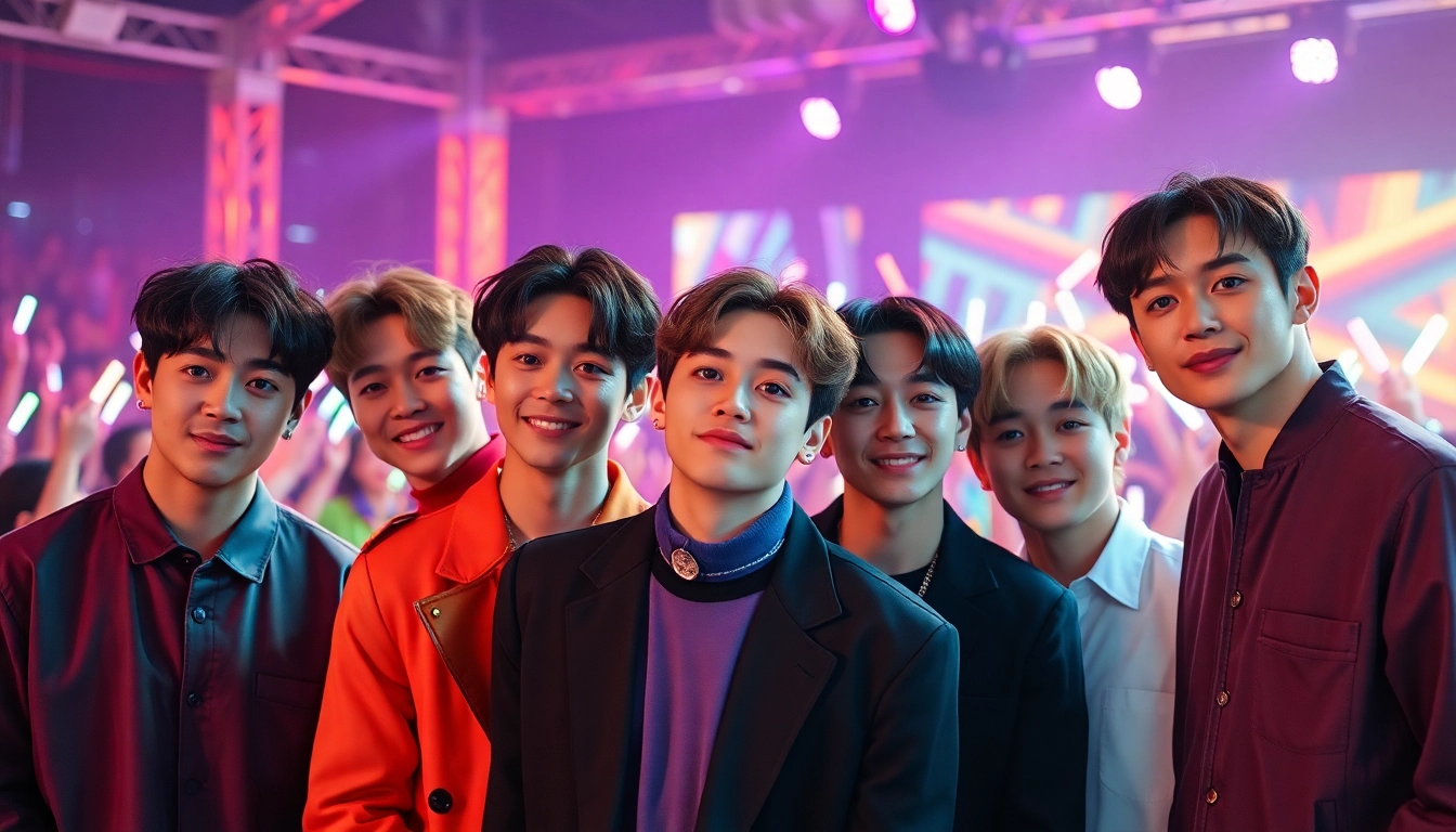 BTS members performing energetically on stage, showcasing their vibrant styles and connection with fans.