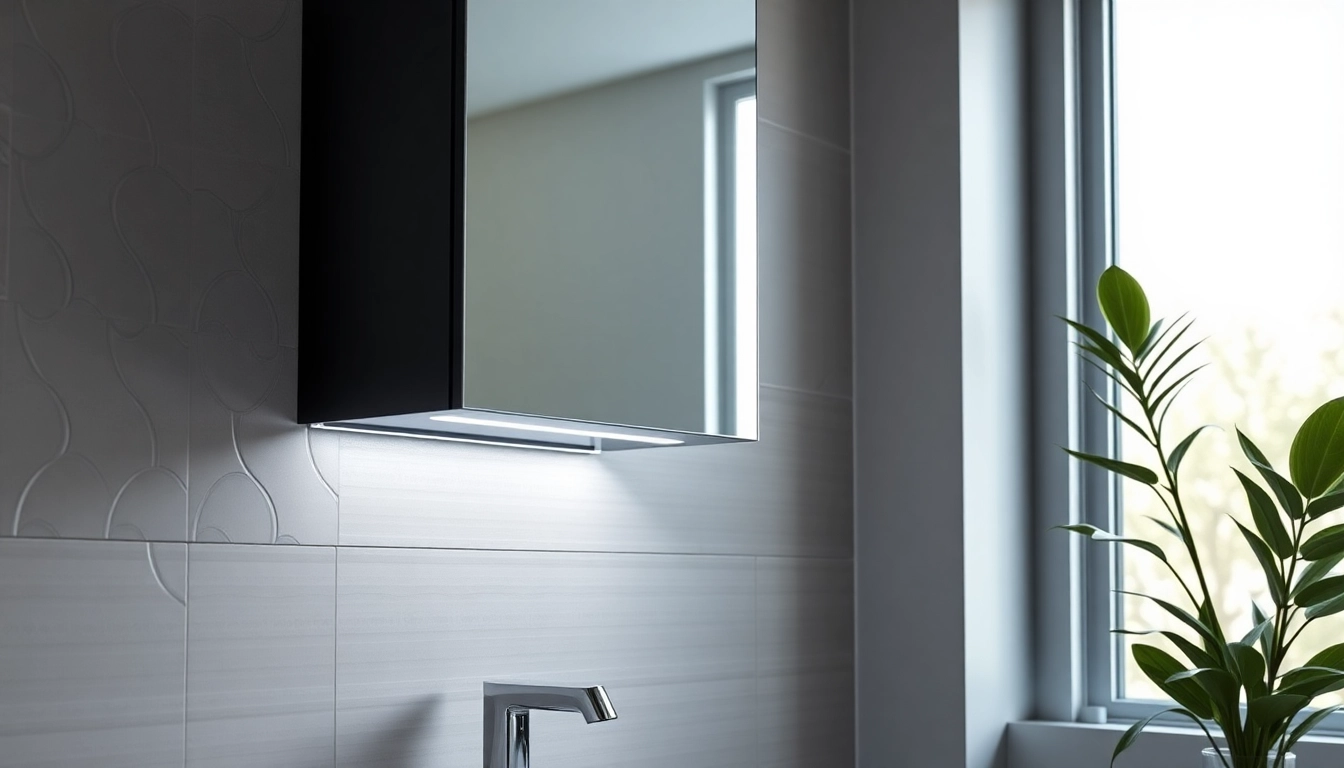 sonni Spiegelschrank im modernen Badezimmer zeigt stilvolles Design und integrierte LED-Beleuchtung.