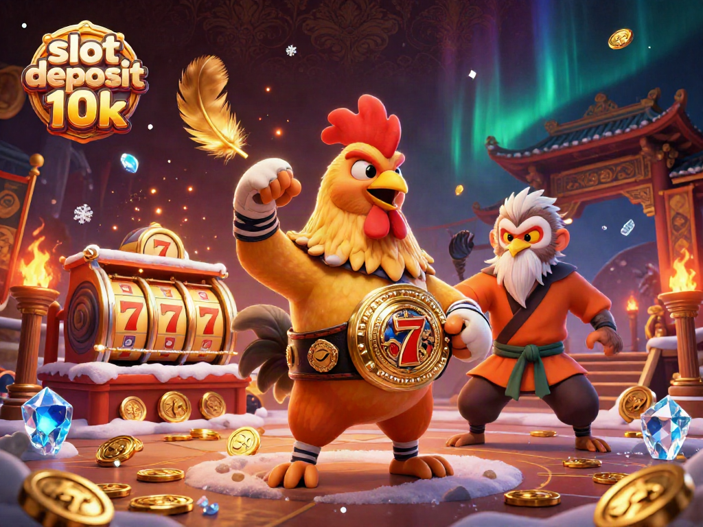 Experience the thrill with slot deposit 10k featuring a vibrant 3D casino scene.