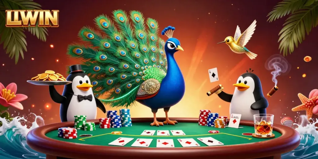 Engage with LLWIN's vibrant gaming scene featuring poker and colorful chips in an energetic atmosphere.