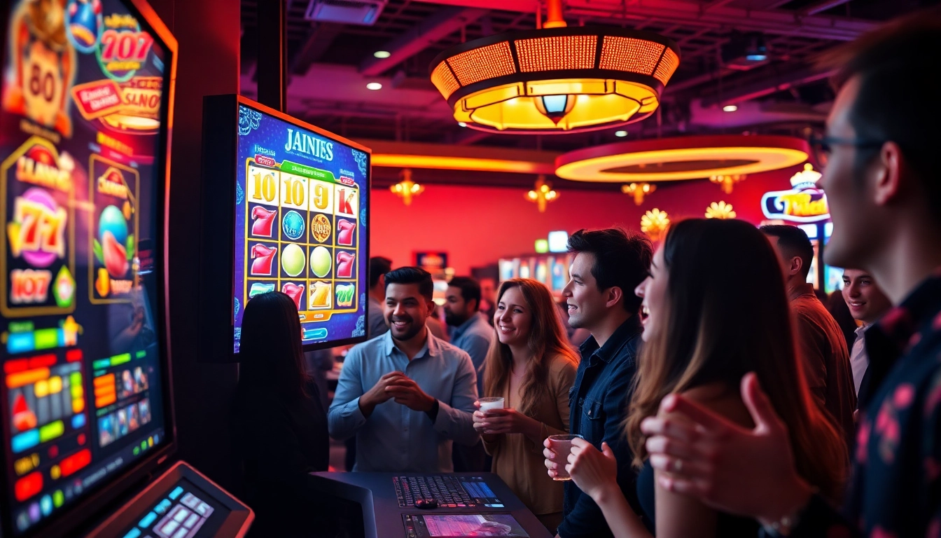 Menangkan situs deposit 1000 saat bermain slot online dengan pemain penuh semangat dan suasana ramai.