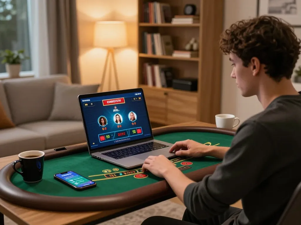 Engaging in online casinos in Canada reddit with live dealer gameplay and strategic notes during a home gaming session.