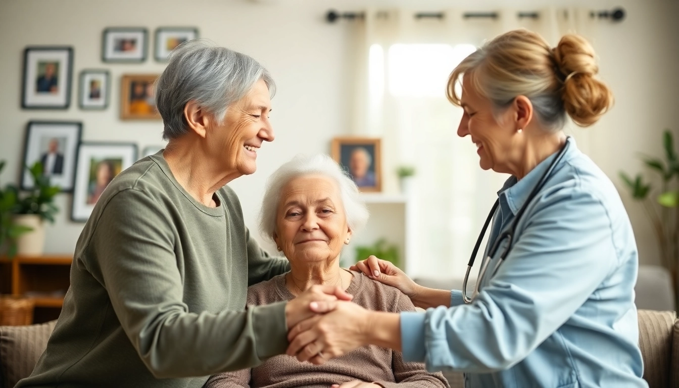 Caregiver providing austin senior home care in a warm living room.