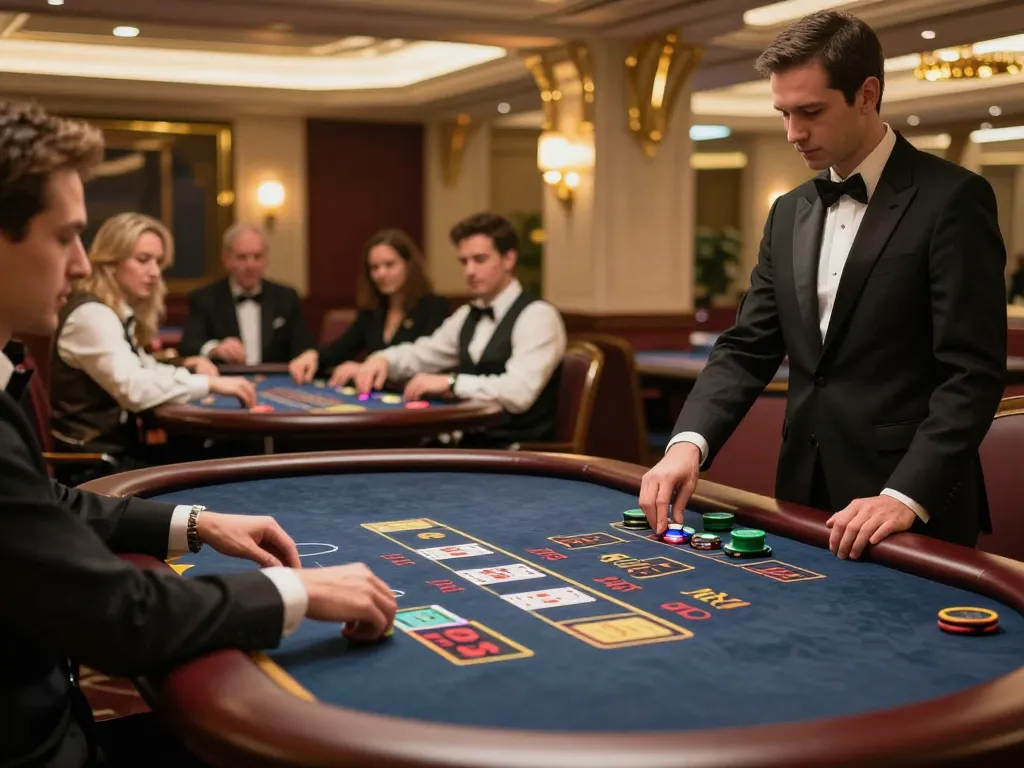 Players strategically placing bets at a blackjack table in FLY88 casino.