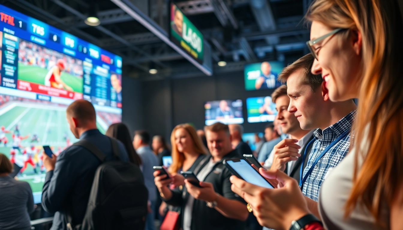 Engaging users exploring sports betting apps California in a vibrant environment.