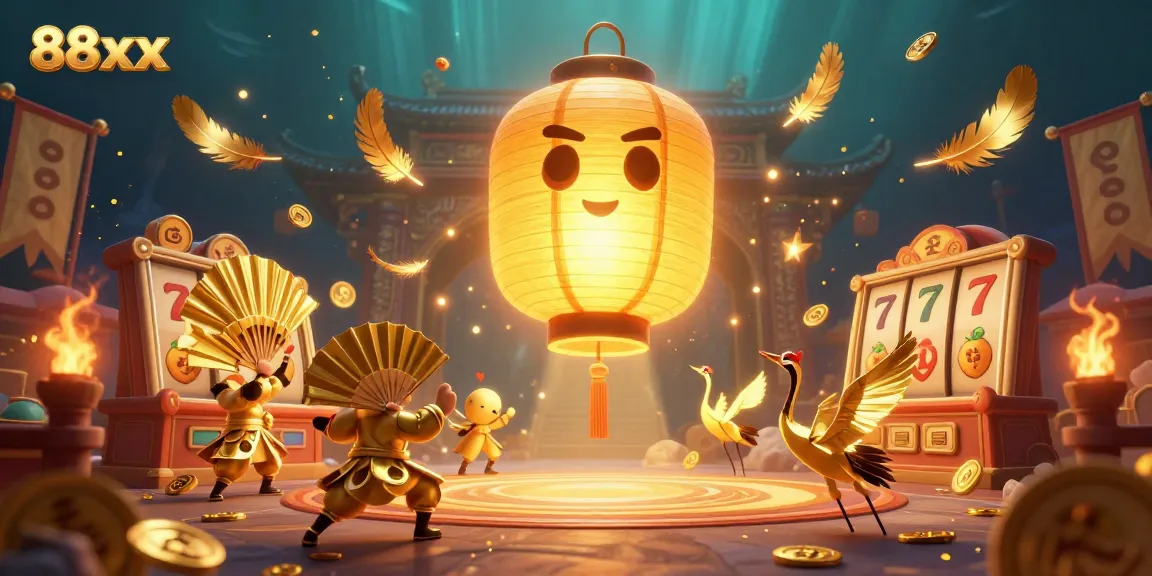Engage with the immersive casino experience at 88xx, featuring lucky symbols and vibrant characters.