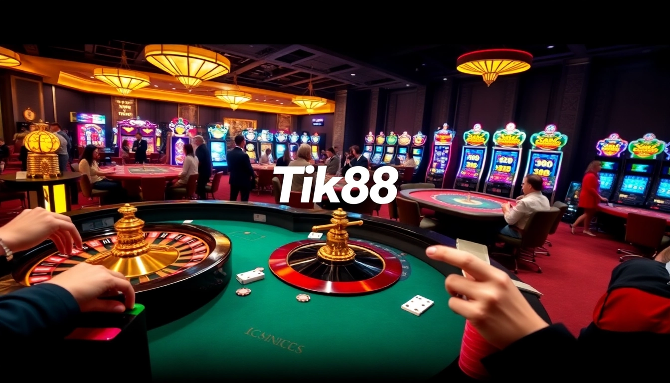 Người chơi Tik88 tham gia poker với mức cược cao tại một casino sang trọng, thể hiện sự phấn khích và trình độ chuyên môn.