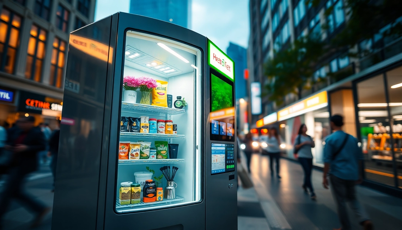 Smart retail vending machine manufacturers showcasing innovative, high-tech solutions for modern urban environments.
