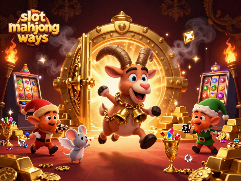 Join the fun with slot mahjong ways in a festive casino scene featuring lucky symbols and cheerful chaos.