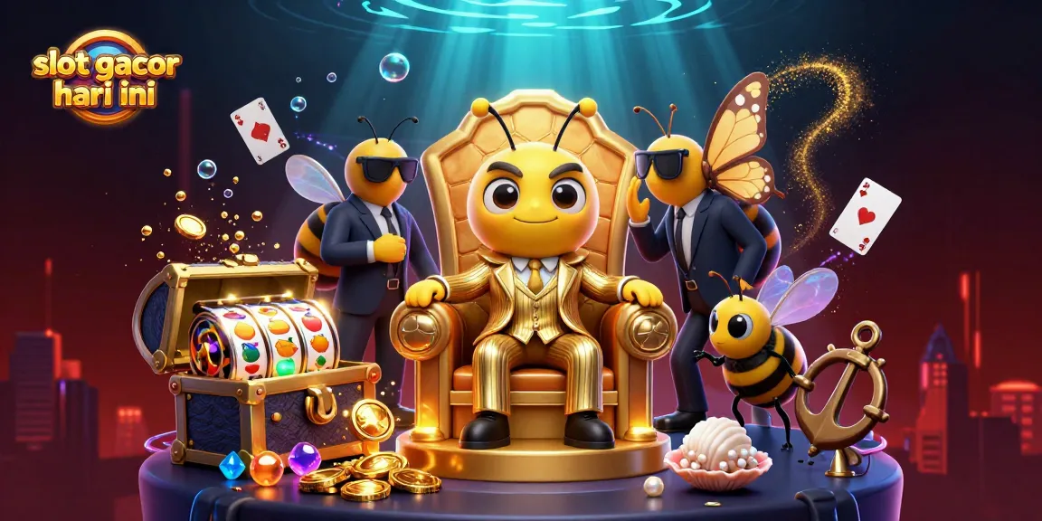 Experience winning spins with slot gacor hari ini in a vibrant 3D casino adventure illustration.