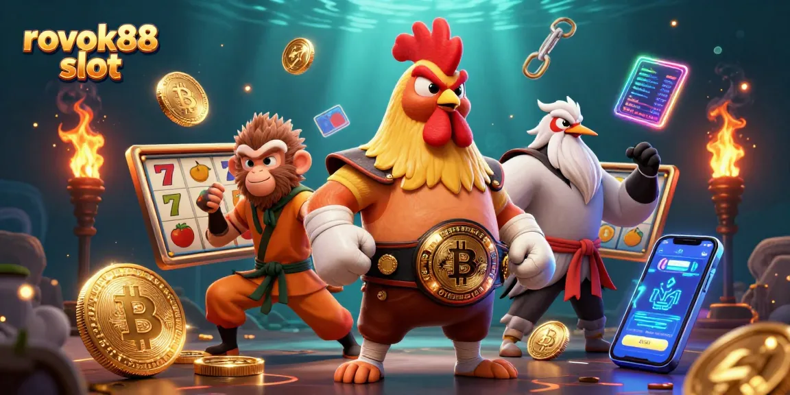Experience the thrill of rokok88 slot with vivid characters and crypto-themed elements.