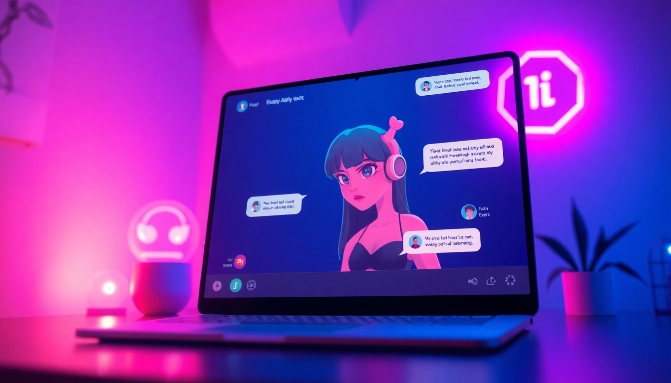 Engaging character AI NSFW chat interface illustration showcasing a stylish animated figure.