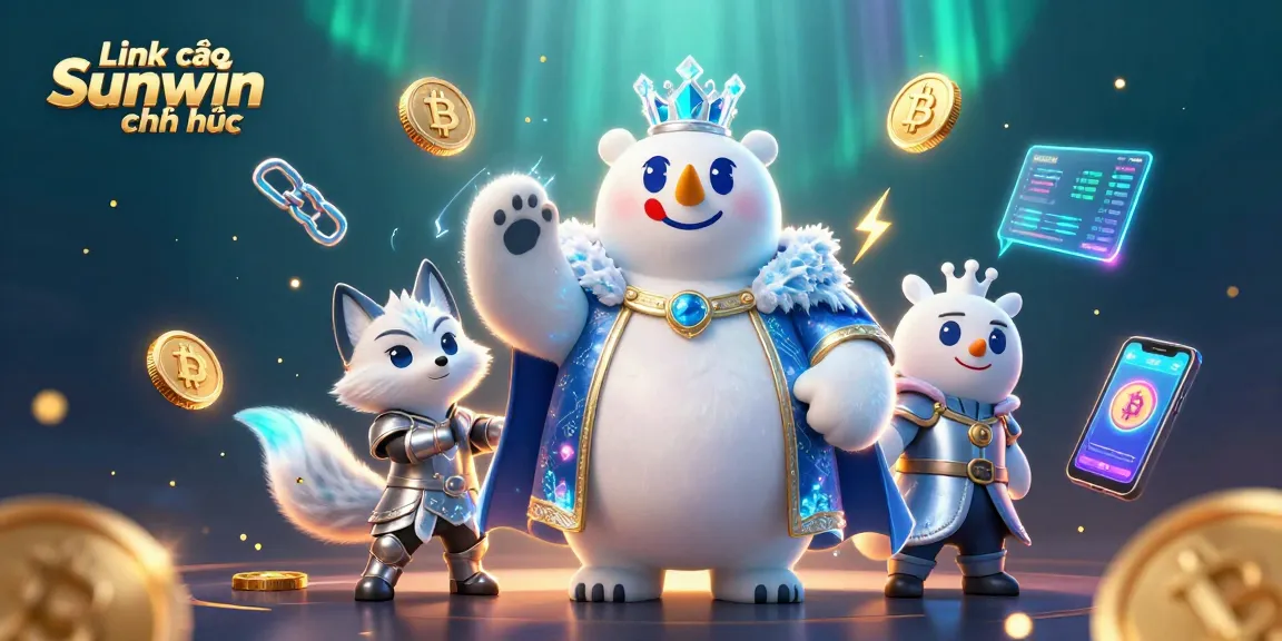 Play exciting games at Link vào Sunwin chính thức with a stunning, colorful 3D scene featuring a polar bear and a fox.