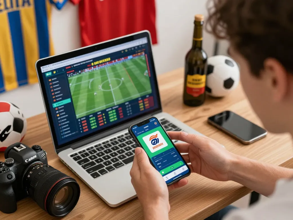 Person experiencing thrilling sports betting action on f168 app while enjoying a lively, sporty atmosphere.