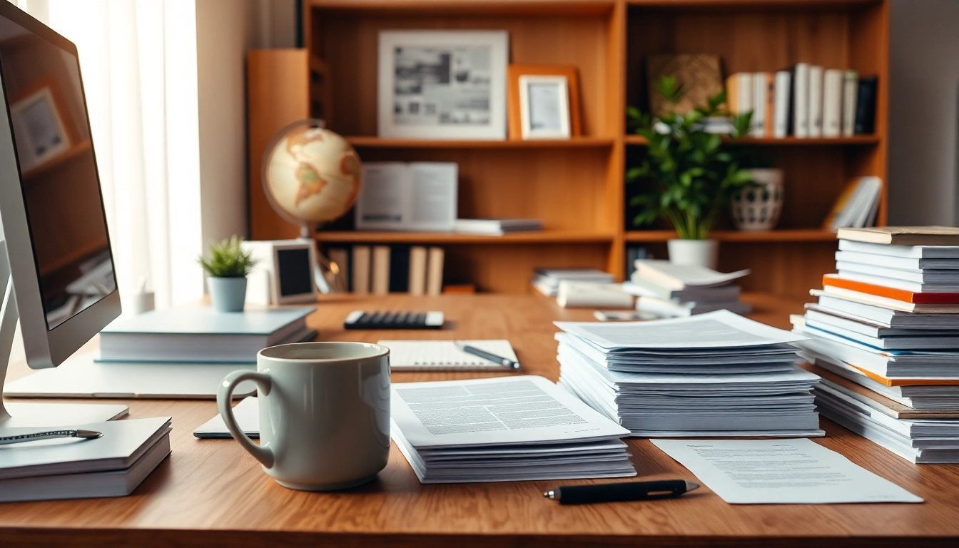 Tłumaczenie przysięgłe workspace showcasing essential translation tools.