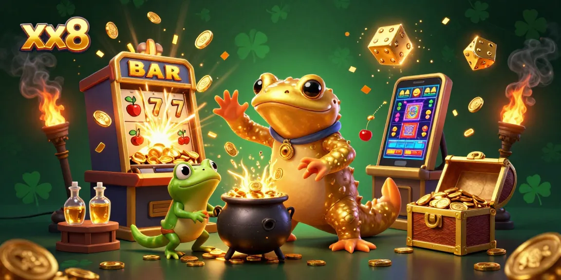 Experience the magic of xx8 with a golden salamander and thrilling casino elements.