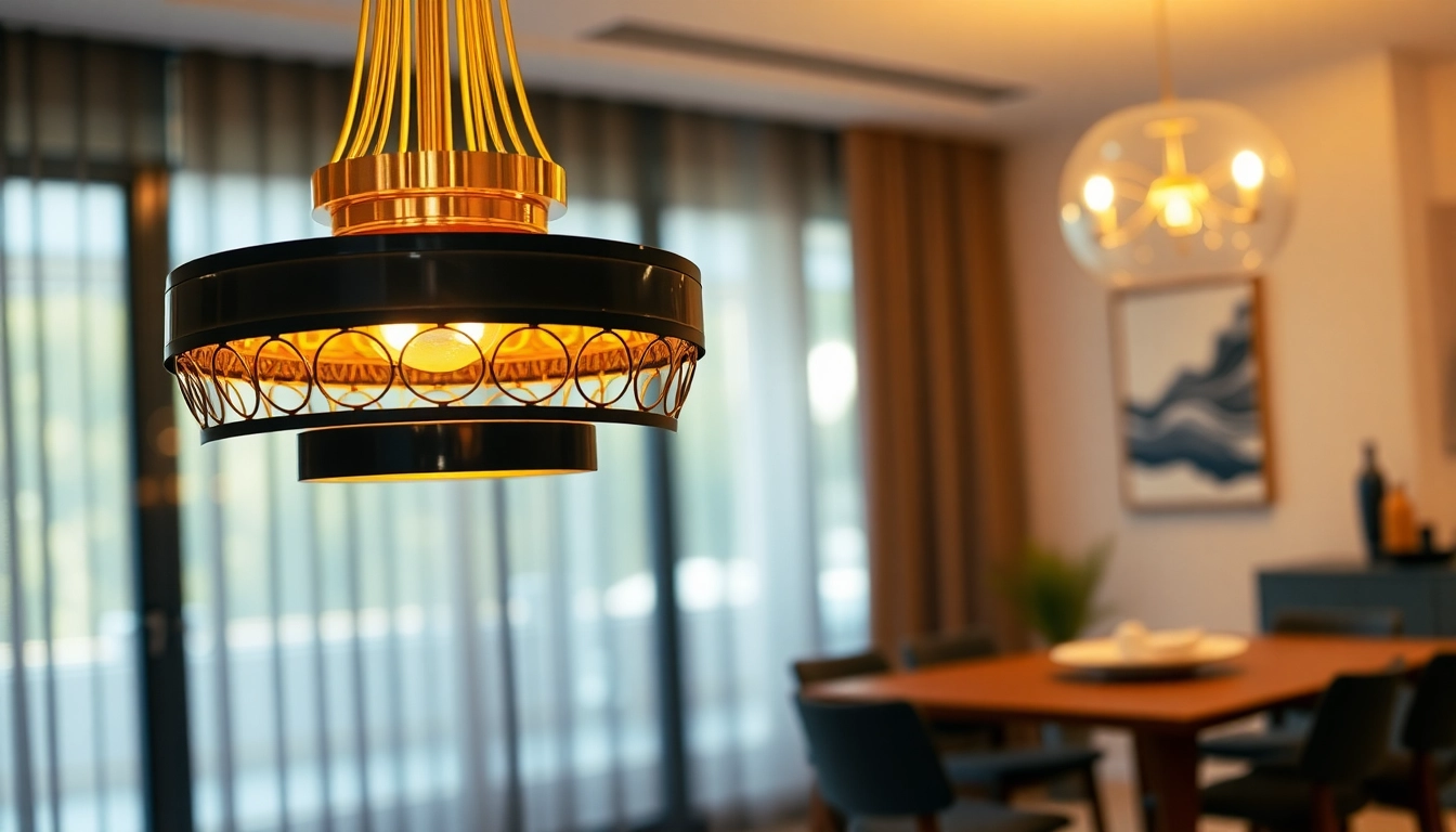 Illuminate your space with a stunning black and gold light fixture that enhances style and elegance.