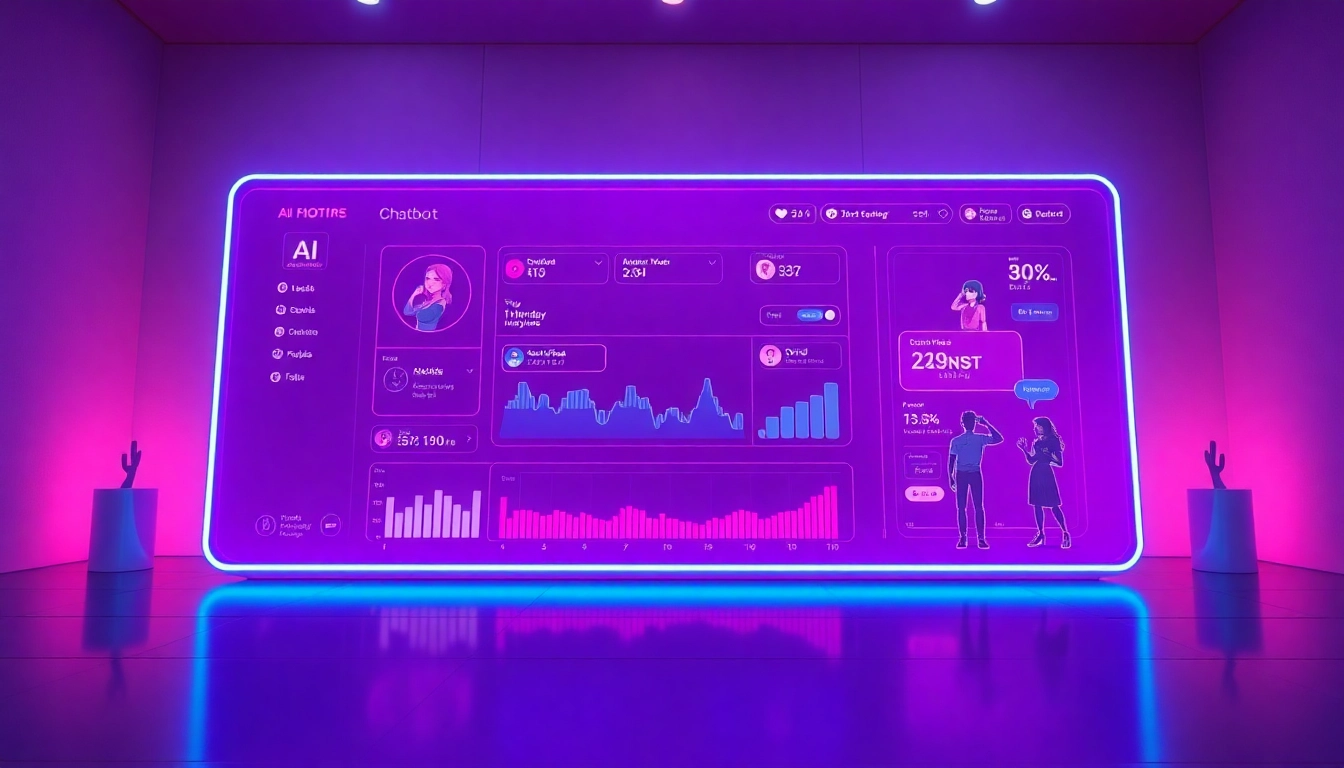 Innovative AI NSFW chatbot interface with vibrant colors and dynamic elements.