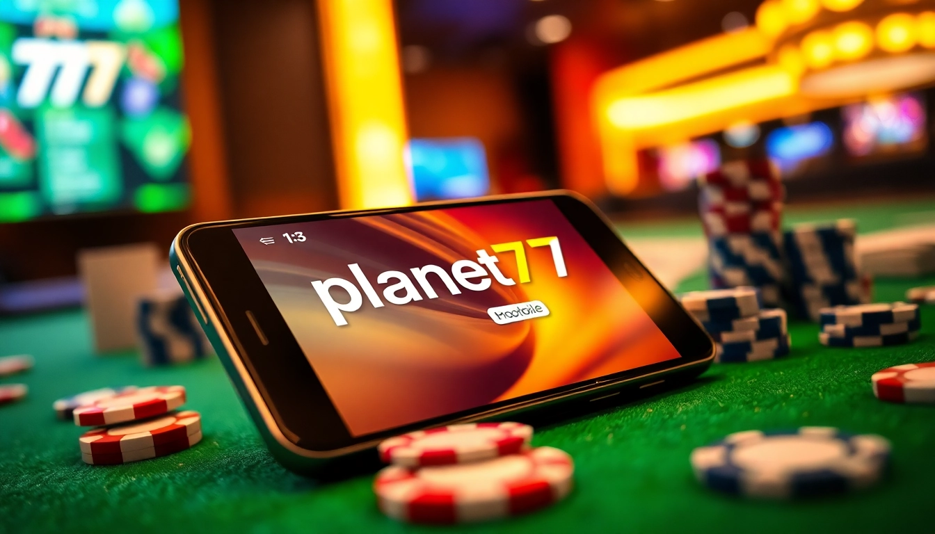 Kunjungi Planet77 Mobile saat bermain dengan kartu dan chip di kasino modern.