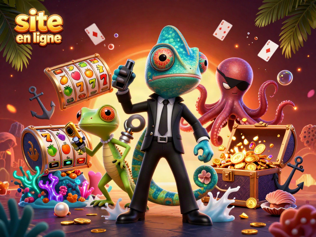 Découvrez le monde du site casino en ligne avec des jeux et éléments colorés, symbole d'excitation.