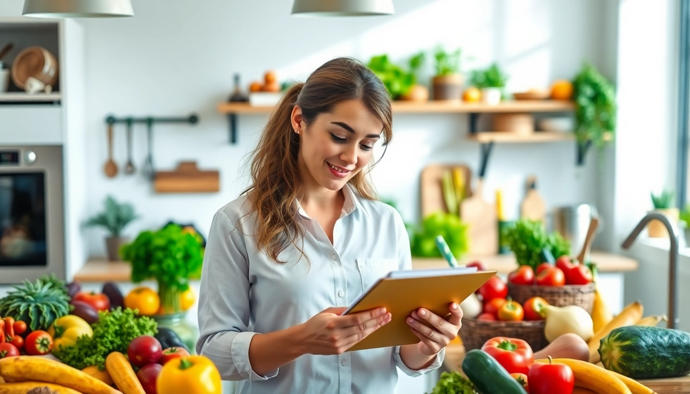 Explore intermittent fasting strategies with a nutritionist in a vibrant kitchen setting.