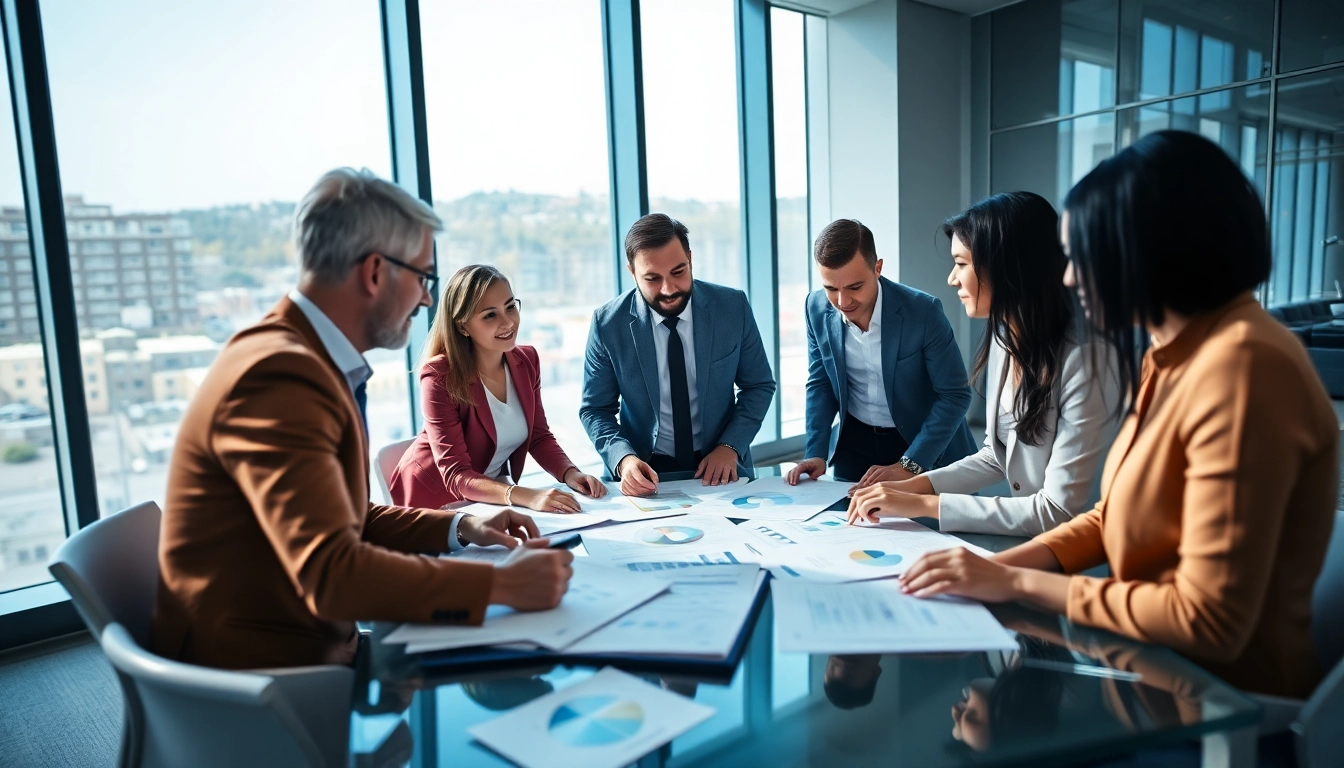 Engaged team discusses Strategy Capture Management strategies in a bright, modern conference room.