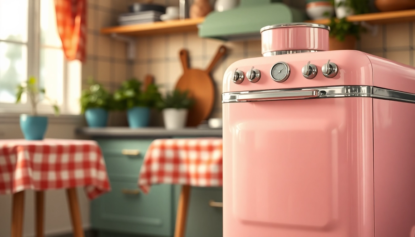 Bright and inviting retro appliance enhancing a nostalgic kitchen setting.
