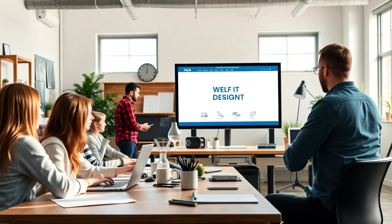 Webflow Agentur entwirft kreative Webseiten in einem modernen Büro mit Teamarbeit.