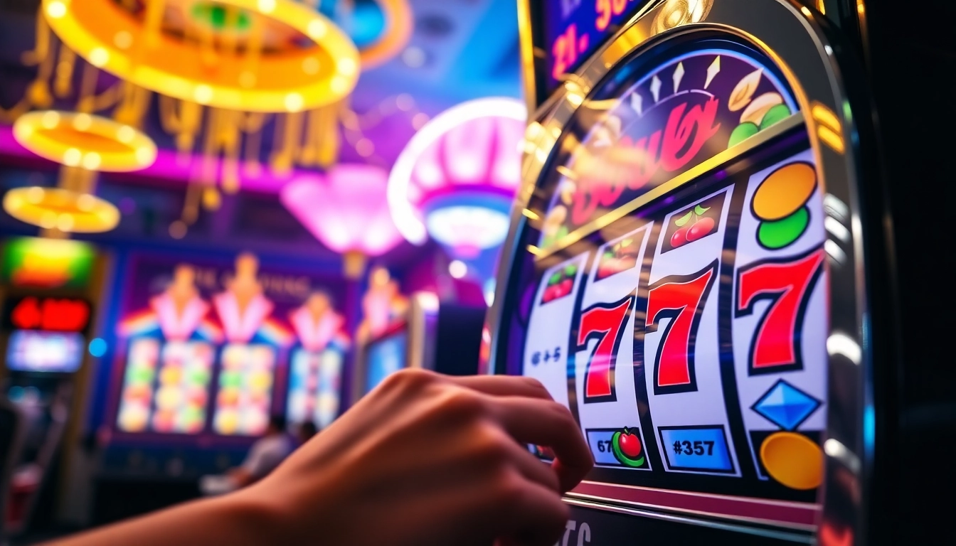 Mainkan Slot777 secara langsung dengan mesin slot cerah dan berwarna-warni di kasino yang meriah.