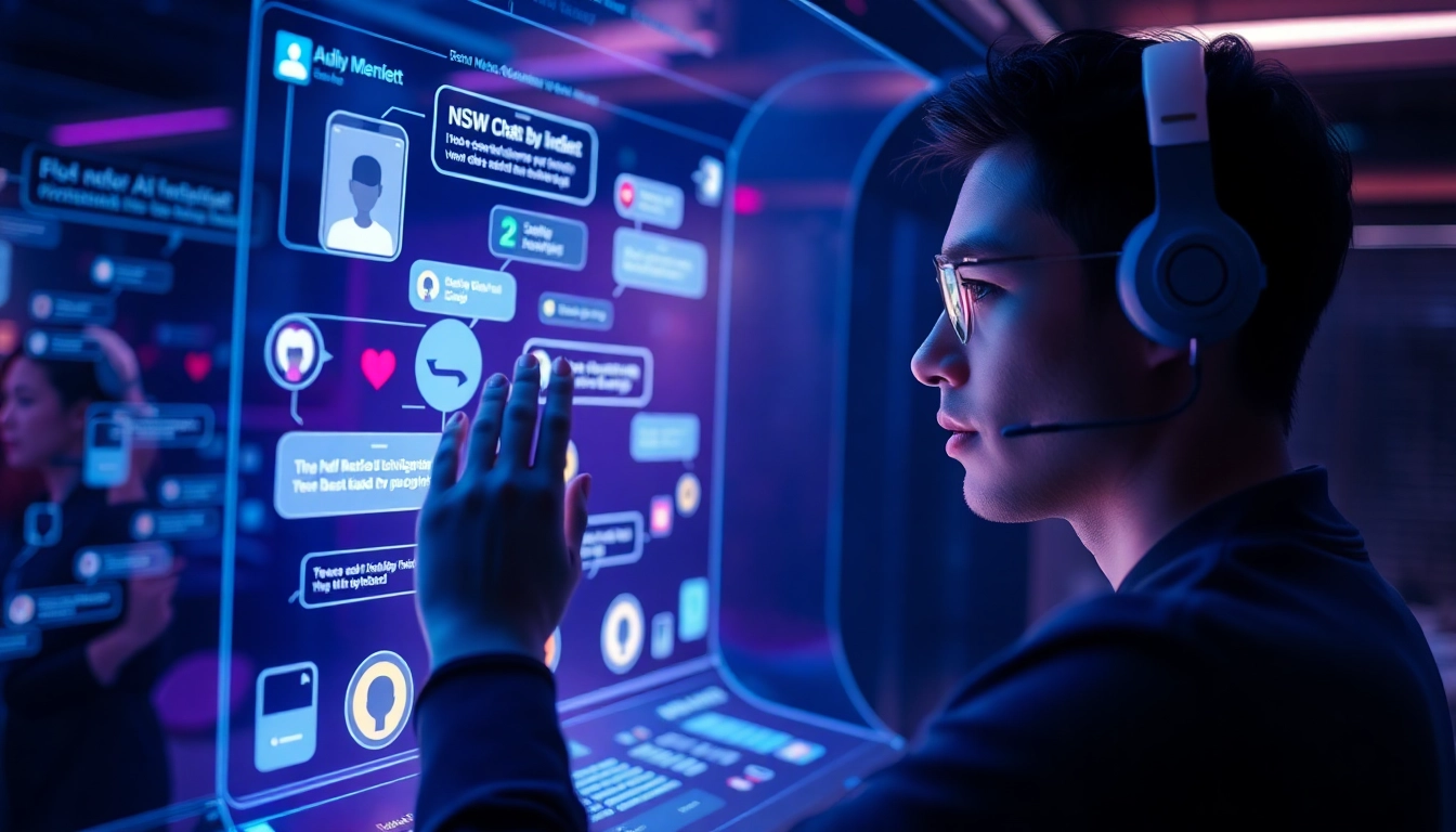 Engaging interaction with an nsfw ai chatbot in a futuristic, intimate setting.