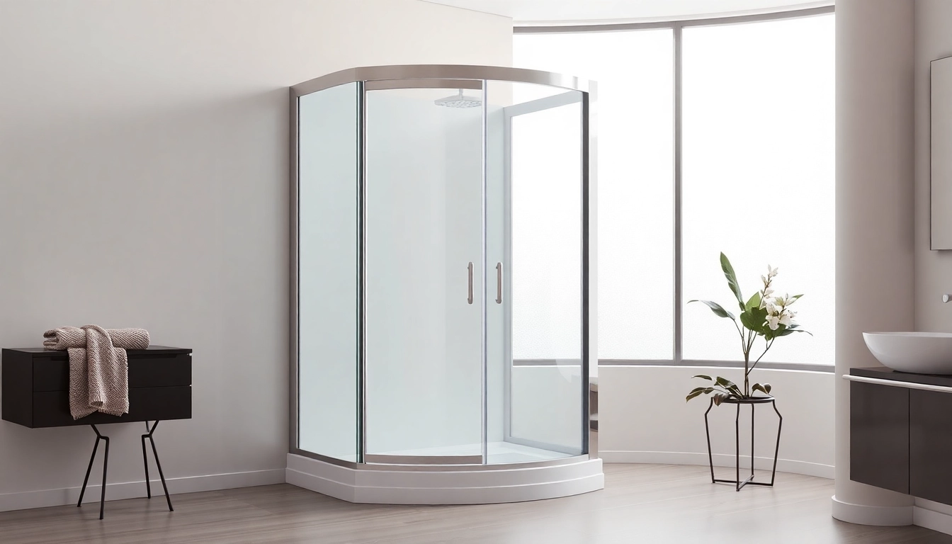 Duschkabine 90x90 komplett in einem eleganten Badezimmer-Setup, das Licht und Stil vereint.