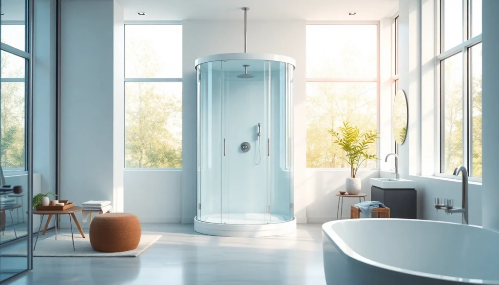 Erleben Sie die sonni Duschkabine in einem eleganten Badezimmer mit modernen Designelementen.