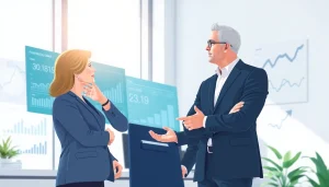 카드 한도 현금화에 대한 설명을 듣는 고객과 금융 상담사