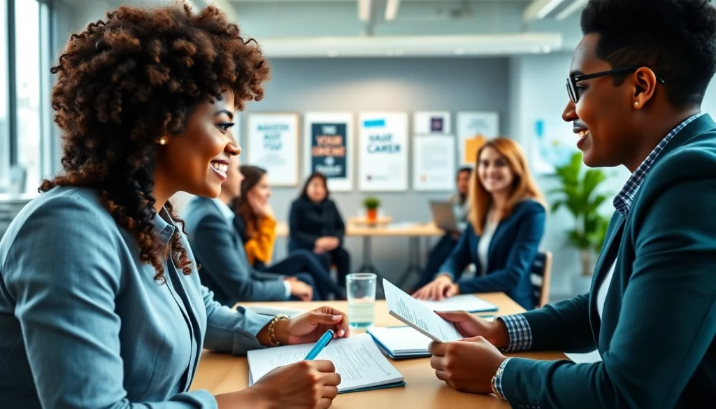 Engaging mock interview scene for Interview preparation near me with a professional atmosphere.