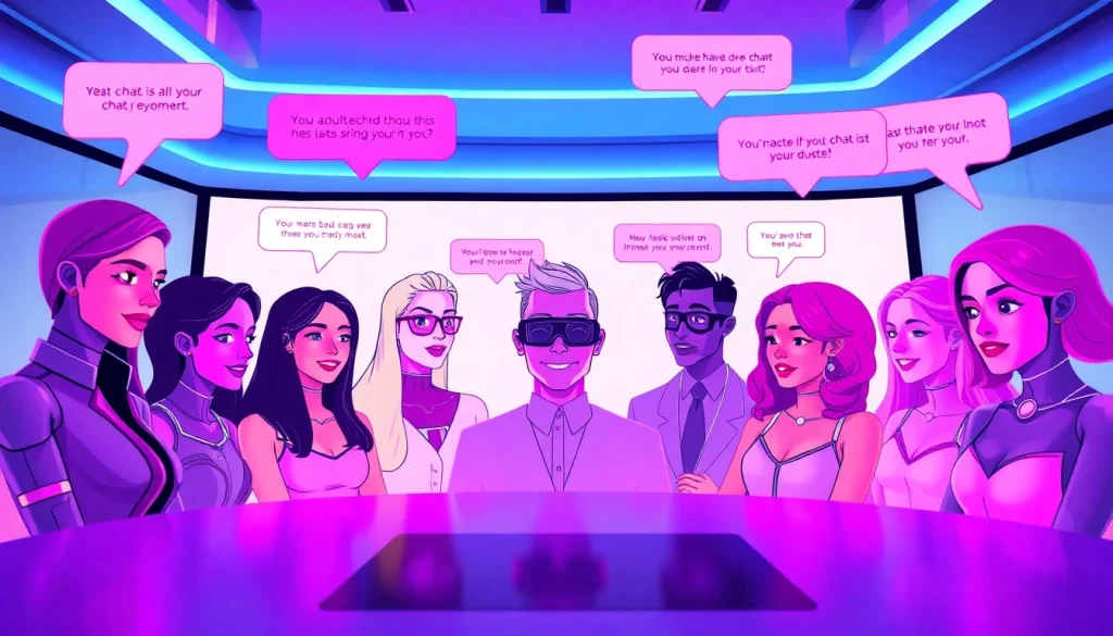 Engaging environment showcasing sex chat AI interactions with modern chat characters.