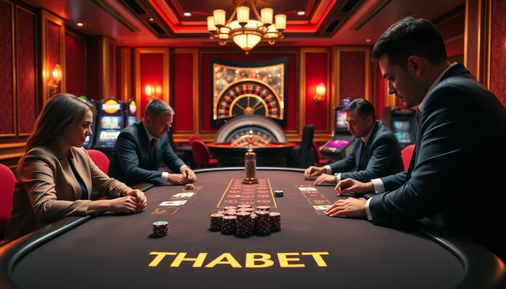 Experience high-stakes gambling at THABET's luxurious poker table.