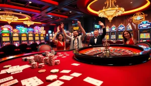 Exciting gaming scene at RR88 featuring poker chips and roulette wheel for an elite casino experience.