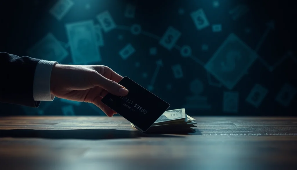 현금화 과정에서 카드깡으로 신용카드를 교환하는 장면을 보여줍니다.