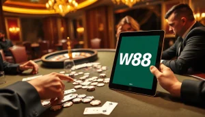 Engage with the excitement of placing bets through the W88 link at a luxurious casino table.