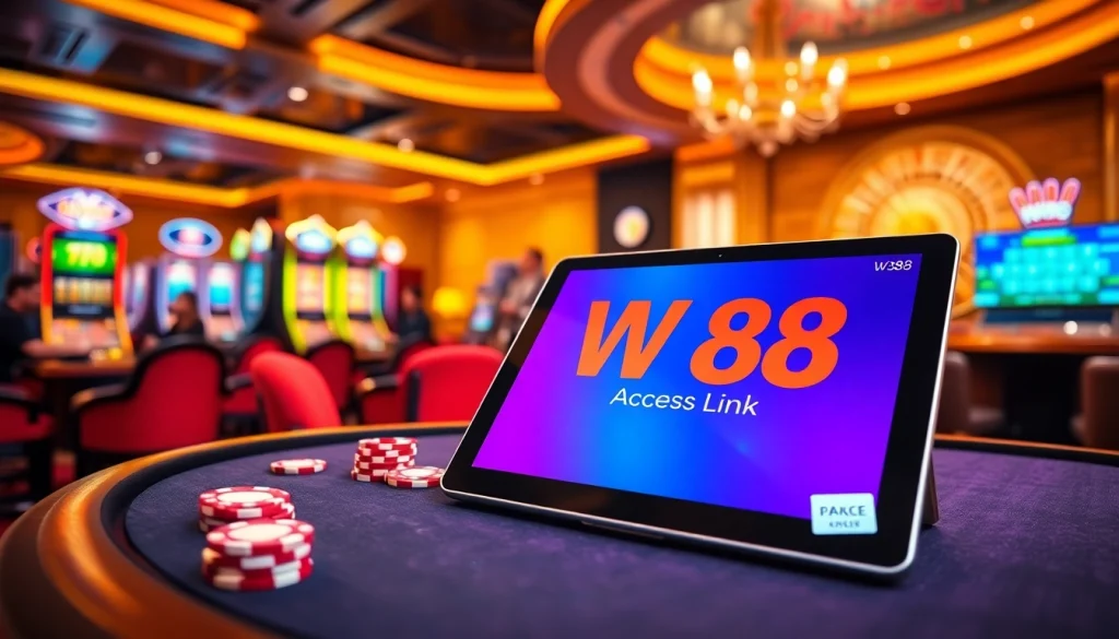 Người chơi tận hưởng trải nghiệm hồi hộp với liên kết truy cập W88 tại bàn casino sang trọng.