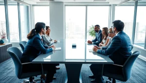 Empowered professionals engaging in a business coaching service to boost their success.