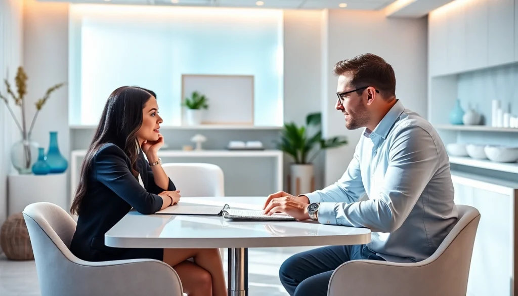 Engaging medspa marketing consultation showcasing expert advice in a modern spa.