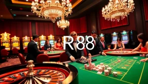 Experience the thrill of RR88 with vibrant casino action featuring roulette and blackjack tables.